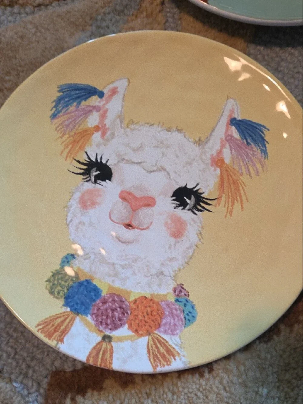 Pier 1 White Earthenware Desert Llama Plates -